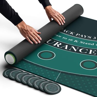 Newverest Blackjack Mat 70" x 30" - Ideal Poker Topper for 6ft and 8ft Folding Tables (30" Width), Black Jack Casino Table Top for Home Game Nights, Portable with Zipper Storage Bag in Gift Ready Box