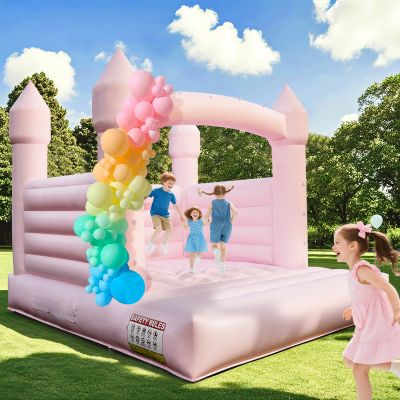 14FT Bounce House - 100% PVC Inflatable Castle for Kids, Easy Setup Outdoor Bouncy House for Parties, Holidays, and Yard Fun (Pink, 14FT)