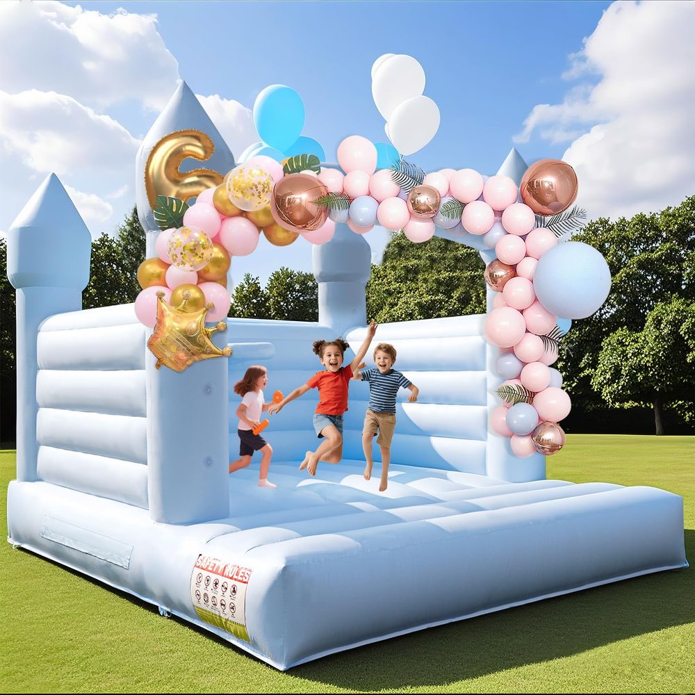 14FT Bounce House - 100% PVC Inflatable Castle for Kids, Easy Setup Outdoor Bouncy House for Parties, Holidays, and Yard Fun (Blue, 14FT)