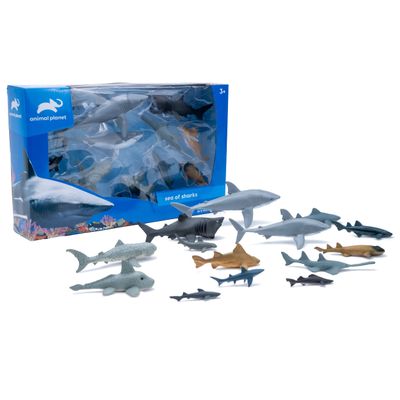Animal Planet Sea of Sharks Playset 14 Piece Shark Figure Set Featuring Great White, Hammerhead, Megamouth & More for Kids Ages 3+