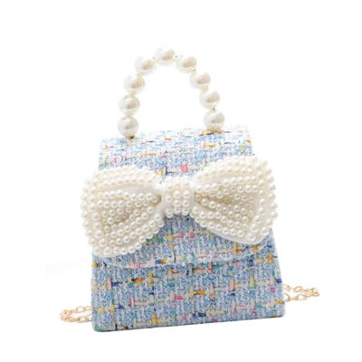 TOVINANNA Elegant Pearl Bowknot Crossbody Bag for Boys and Girls Cute Princess Style Small Shoulder Purse for and Outdoor Adventures