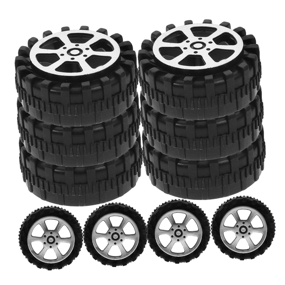 BESPORTBLE DIY Car Accessories 30pcs 4.2cm Diameter Plastic Wheels Boys and Girls Toy Replacement