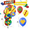 8th Birthday Decorations  Building Blocks Birthday Decorations 8 Year Old Boy  Party Kit: Number 8 Balloon, Banner, Cupcake & Cake Toppers, Balloons  Brick Theme Party Supplies for Boys 8 Years Old view 3