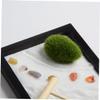 CORHAD Stone Zen Garden Table Decor Desktop Meditation Garden Zen Sand Table Rake Miniature Landscape for Office view 4
