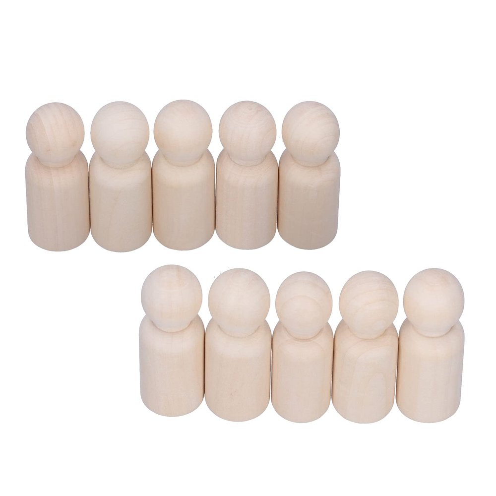10pcs HighQuality Hardwood Wooden Peg Figures for Kids' DIY Art and Ft Ting Activities (Male Puppet)