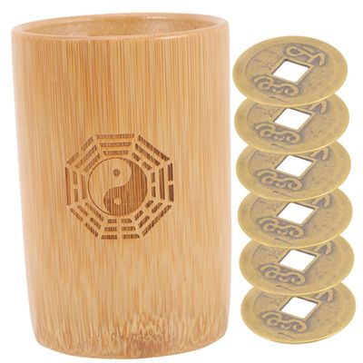 BESPORTBLE Traditional Chinese Divination Prop Bamboo Hexagram Tool Pendulum Feng Shui Coins Year Gifts