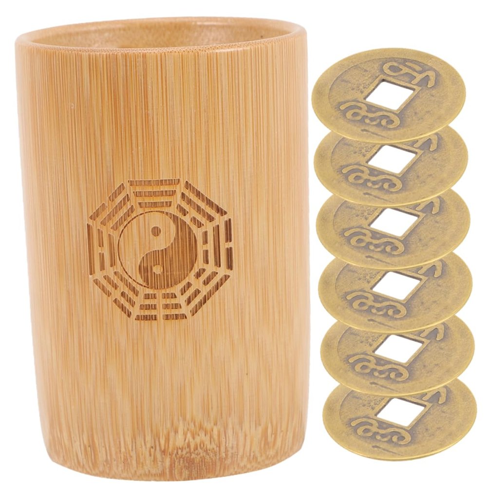 BESPORTBLE Traditional Chinese Divination Prop Bamboo Hexagram Tool Pendulum Feng Shui Coins Year Gifts