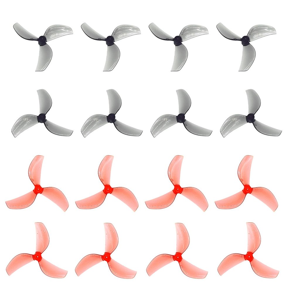 16 PCS RC Propeller Gemfan 45mm 3-Blade Propeller Props with 1.5mm Shaft Hole for RC FPV Whoop Drone Freestyle Quadcopter 8CW 8CCW(4 Pairs Grey+4 Pairs Pink)