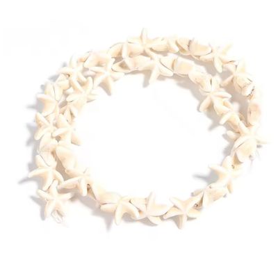 35pcs 13mm Starfish Shape Natural Turquoise Stone Beads Howlite Handmade Beads For Making DIY Pendant Crafts,White,13mm Approx 35Pcs
