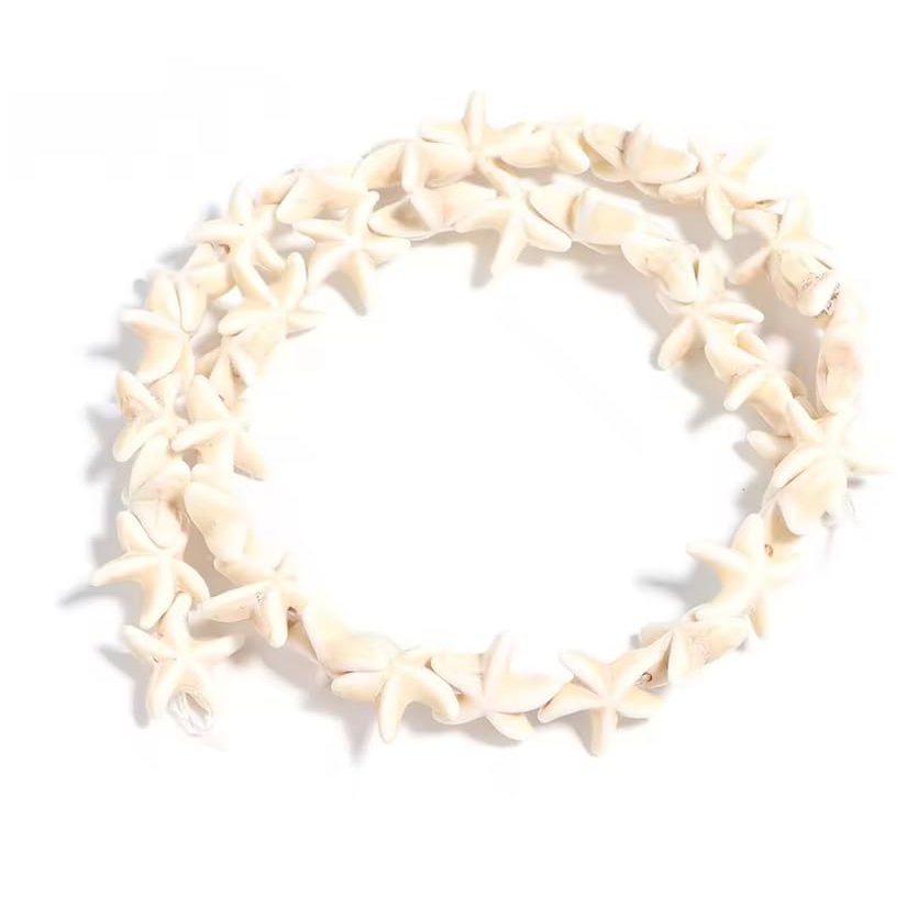 35pcs 13mm Starfish Shape Natural Turquoise Stone Beads Howlite Handmade Beads For Making DIY Pendant Crafts,White,13mm Approx 35Pcs