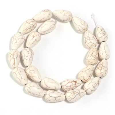 1 Strand Water Drop Shape Natural Turquoise Beads 10-16mm Loose Bead For DIY Bracelet Making Beaded Supplies,White,14mm(approx 20pcs)