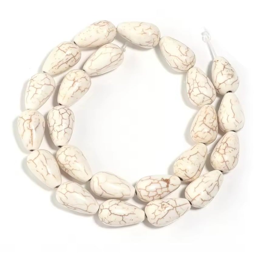 1 Strand Water Drop Shape Natural Turquoise Beads 10-16mm Loose Bead For DIY Bracelet Making Beaded Supplies,White,14mm(approx 20pcs)