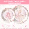 120PCS Ballerina Party Supplies for Girls Dancing Themed 1st 2nd Birthday Party Decorations Cute Pink Ballet Tutu Babyshower Tableware Set Paper Plates Napkins Cups Set for 20 Guests view 2