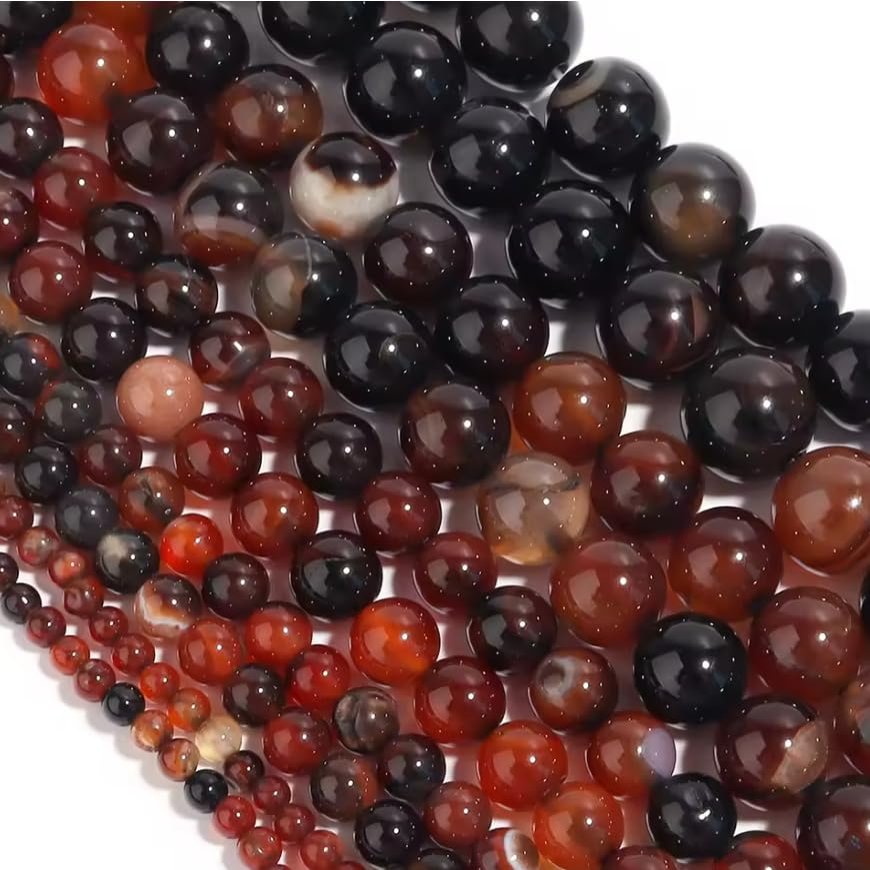 1 String Natural Agates Stone Beads 4/6/8/10/12mm Round Bead For Making DIY Bracelet Necklace Supplies,Red Agates,4mm(approx 57pcs)