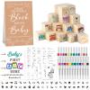 Aisharery 146 Pcs Baby Shower Game Sign Set Includes Decorative Square 54 DIY Blank Wooden Blocks 24 Paint Markers 27 Page Babys First ABC Book view 1