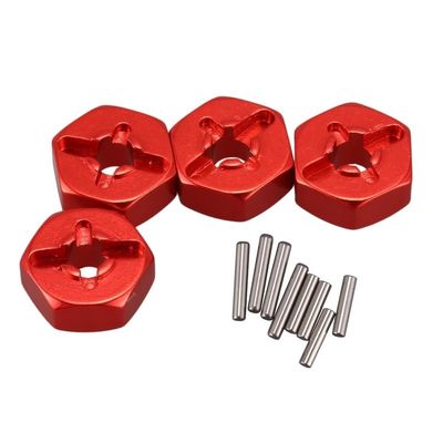 Aluminum Alloy 12mm Combiner Wheel Hub Hex Adapter Upgrades for Wltoys 144001 1/14 RC Car Spare Parts(Red)