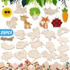 142 Pcs Baby Shower Game Sign Set Includes Decorative Square 52 DIY Blank Wooden Blocks 24 Paint Markers 25 Animal Woodcraft (Leaf) view 2