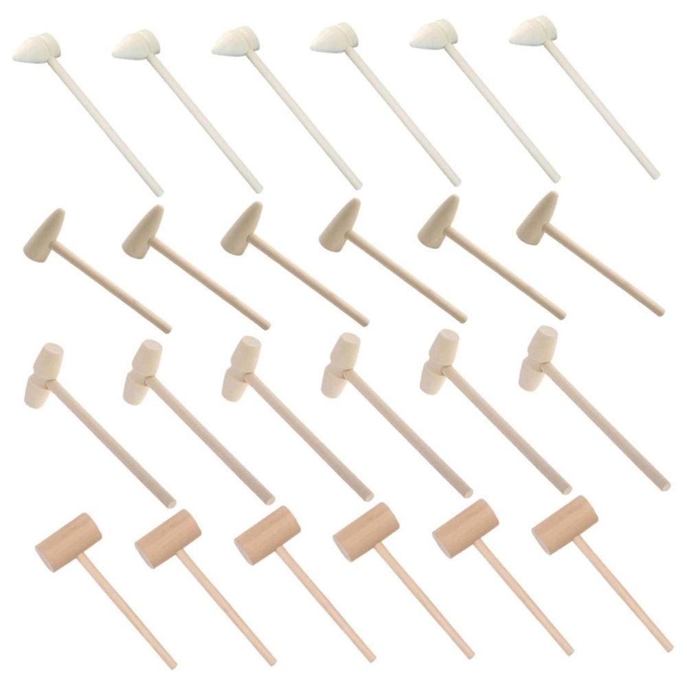 MUSISALY 24pcs Mini Wooden Hammers for Boy Girl Safe Craft Tools for Projects and Creative Fun Hand-Eye Coordination and Dexterity for Birthday Parties and Educational Activities