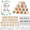 Aisharery 117 Pcs Baby Shower Blocks to Decorate Game Kit Includes 52 Wooden Blocks 24 Markers 1 Game Sign 40 Templates to Paint (Leaf) view 1
