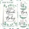 Aisharery 117 Pcs Baby Shower Blocks to Decorate Game Kit Includes 52 Wooden Blocks 24 Markers 1 Game Sign 40 Templates to Paint (Leaf) view 4