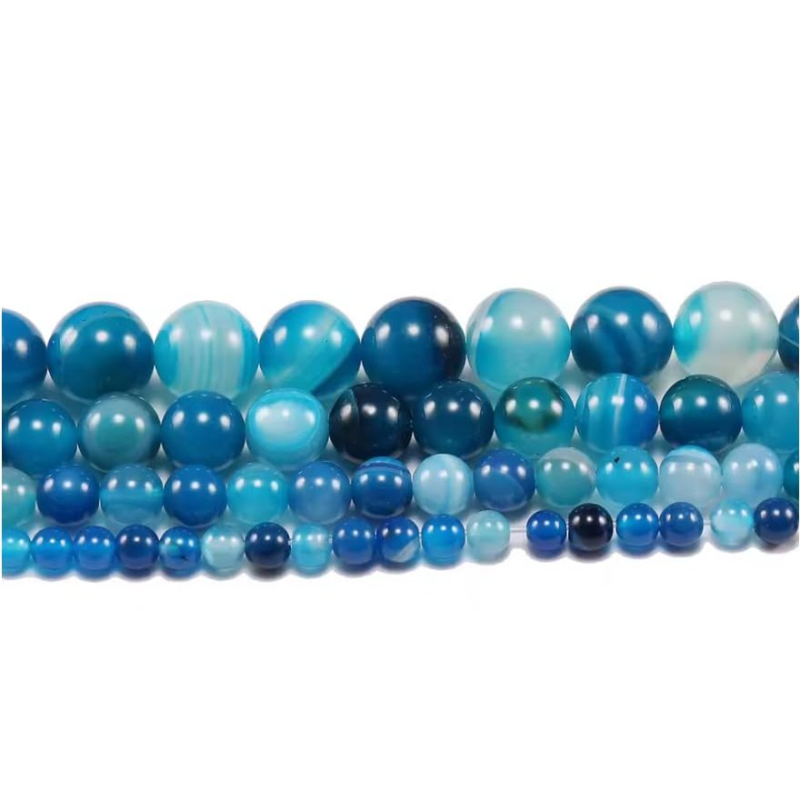 1strand 4 6 8 10 12 Mm Loose Beads Natural Blue Striped Agates Natural Stone Round Spacer Beads For DIY Making,Blue Striped Agates,8mm X 48pcs