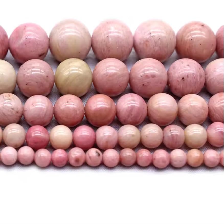 15'' Natural Rhodochrosite Red Stone For Making Pink Loose Beads DIY Bracelet 4mm 6mm 8mm 10mm 12mm,Rhodochrosite Red Stone,4mm 93pcs Beads