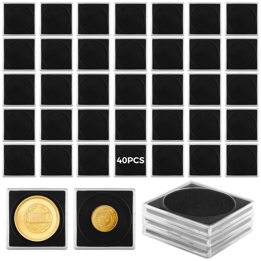 40-Count Coin Cases with Adjustable Foam Padding, Universal Holders for Collectors, Great for Souvenir