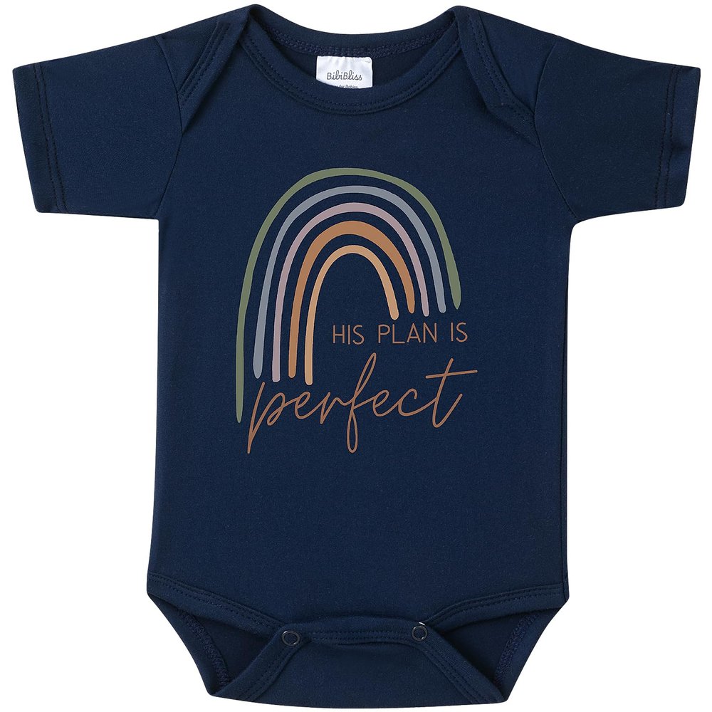 BIBIBLISSBABY Pregnancy Announcement for Grandparents Gift,His Plan Is Perfect Funny Pregnancy Announcement Outfit,Baby Coming Soon Reveal Ideas for Grandma,Grandpa,Aunt,Family(0-3 months,Navy)