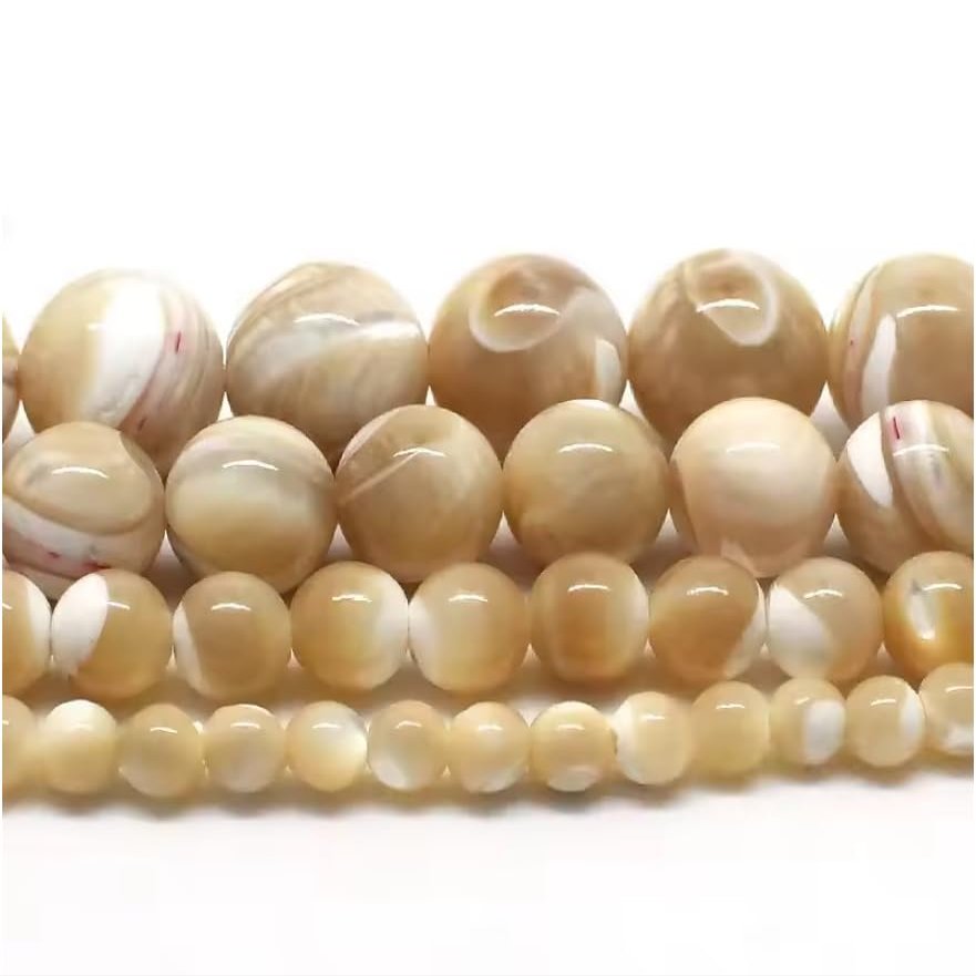 4/6/8/10 Mm Natural Trochus Shell Stone Beads Round Loose Beads for Making DIY Bracelet Necklace 15 Inch,Trochus Shell Stone,4mm 90pcs