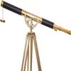 Handmade Maritime Vintage Shiny Brass Finish Designer Telescope Unique Black Leather Covered Tube Nautical Adjustable Brass/Wooden Floor Standing Tripod Home Collectible Items view 2