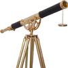 Handmade Maritime Vintage Shiny Brass Finish Designer Telescope Unique Black Leather Covered Tube Nautical Adjustable Brass/Wooden Floor Standing Tripod Home Collectible Items view 3