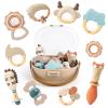 Baby Rattles & Teethers Set  Baby Toys 0-6 Months, Teething Toys 3-6 Months, Sensory Toys with Soft Textures, Gentle Sounds & Easy-Grip Shape, Neutral Newborn Gift10-Pack view 1