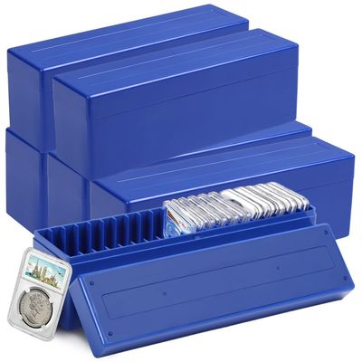 6-Pack Plastic Coin Organizer with 20-Slot Storage Boxes for 120 Slabs, Ideal for NGC, Pcgs, Pmg