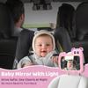 2-in-1 Baby Car Mirror with Lights & Soft Sounds, Cry Detector, Clear Night View, 360 Rotation, Shatterproof, Rear Facing Baby Car Seat Mirror with Remote Control, Perfect Baby Shower Gifts (Pink) view 2