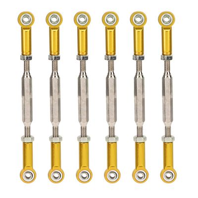 Aluminum Alloy Turnbuckle Rod Linkage, 6Pcs Adjustable Push Rods, Easy Install & Remove, RC Car Upgrade Parts, 5 Colors (Gold)