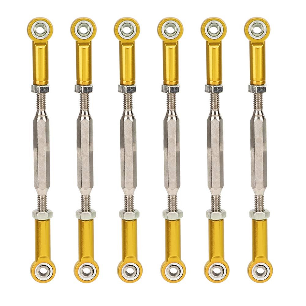 Aluminum Alloy Turnbuckle Rod Linkage, 6Pcs Adjustable Push Rods, Easy Install & Remove, RC Car Upgrade Parts, 5 Colors (Gold)