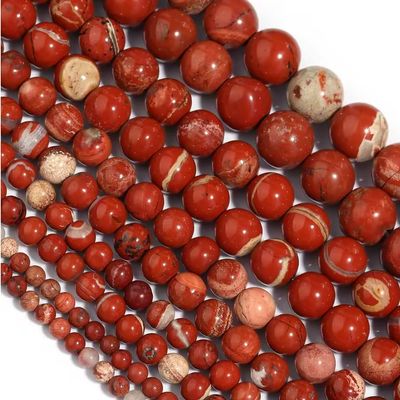 Natural Red Stone Bead Round Loose Bead for Making Necklace Bracelet DIY Accessories 4/6/8/10/12mm,Red Stone,4mm(Approx 86pcs)