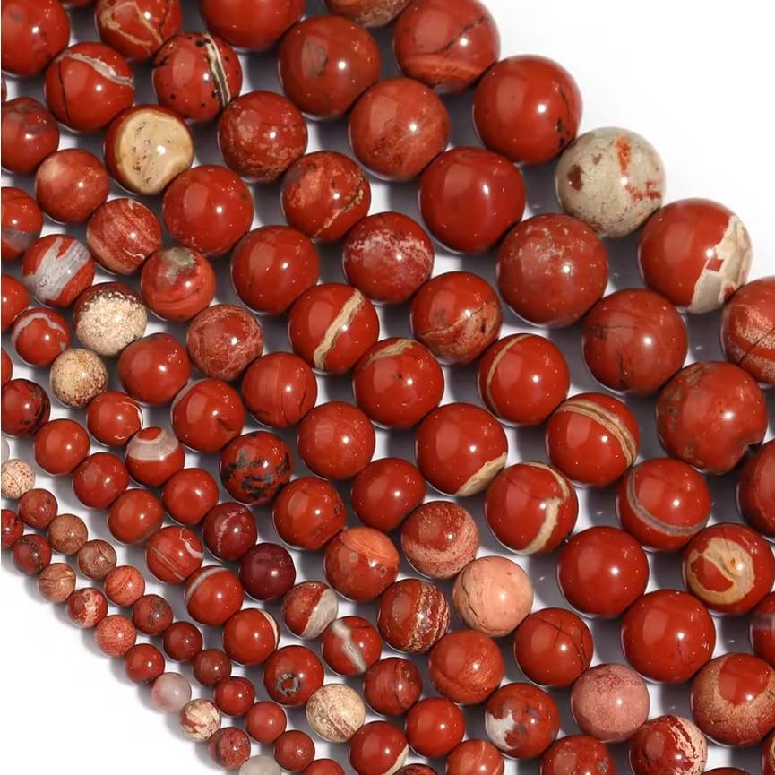 Natural Red Stone Bead Round Loose Bead for Making Necklace Bracelet DIY Accessories 4/6/8/10/12mm,Red Stone,4mm(Approx 86pcs)