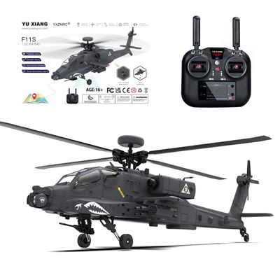 CRAFTLZ F11-S AH64 Remote Control Helicopter for 16+, RC Dual-axis Co-Drive Flybarless 6G/3D Stunt Apache Helicopter Model, Two Batteries (RTF GPS Smart Version)