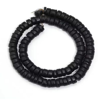 1/3 Strand 5 8 10mm Natural Wooden Beads Coconut Shell Loose Spacer Flat Round Wood Beads for DIY Bracelet Necklace,Black,5mm About 110Pcs