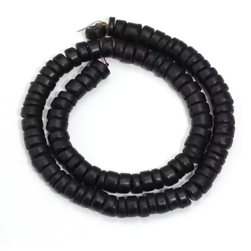 1/3 Strand 5 8 10mm Natural Wooden Beads Coconut Shell Loose Spacer Flat Round Wood Beads for DIY Bracelet Necklace,Black,5mm About 110Pcs