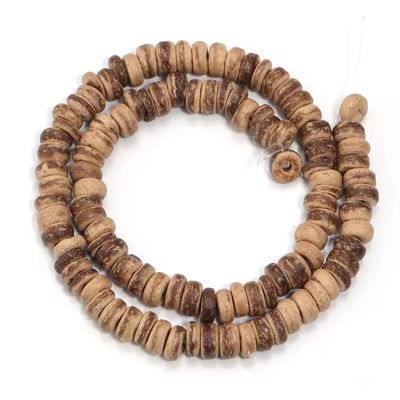 1/3 Strand 5 8 10mm Natural Wooden Beads Coconut Shell Loose Spacer Flat Round Wood Beads for DIY Bracelet Necklace,Light Brown,8mm About 110Pcs