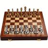 15-Inch Metal Chess Set with Wooden Storage Box - Folding Travel Board, Alloy Chess Pieces for Adults, Strategy Game & Home Decor view 4