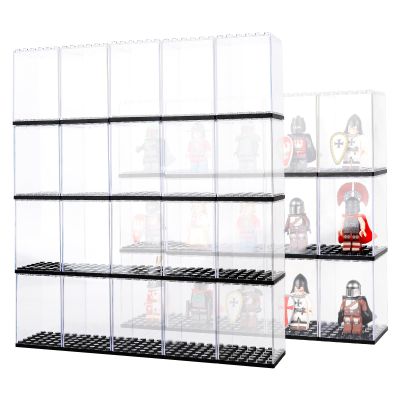 20 Pcs Minifigures Display Cases Set, Mini-Figures Display Cases Fits for Figures Display, Single Mini-Figures Storage Case for Figures Collectors, Acrylic Building Block Display Box Dust-Proof