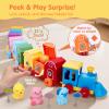 Toddler Learning Toys for 2 3 Year Old-Counting Matching & Sorting Activity Montessori Train Set with Farm Animals Finger Puppets Keys to Lock and Unlock Barn Valentine Birthday Easter Basket Stuffers view 3
