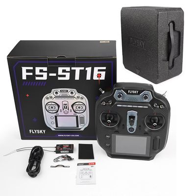 Goolsky Flysky FS-ST16 16CH 2.4GHz RC Transmitter with Receiver FS-SR8, 3.5 Inch IPS Screen Dual Antenna Remote Controller with Receiver for RC Car Boat Airplane (Left Hand Throttle)