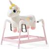 FUNLIO Unicorn Spring Rocking Horse for Kids 3-6, Rainbow Fairy Ride on Horse with Covered Spring & Sturdy Frame, Neighing & Galloping Sound for Pretend Play, Horse Toys Gift, CPC & CE Certified view 1