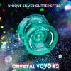 MAGICYOYO K2 Crystal Green Glitter Clear Yoyo, Finger Spin Trick Yoyo for Kids 8-12, Professional Unresponsive/Responsive Convertible Yo-Yo with 12 Strings + Ball Case Bag(Glitter Green) view 2