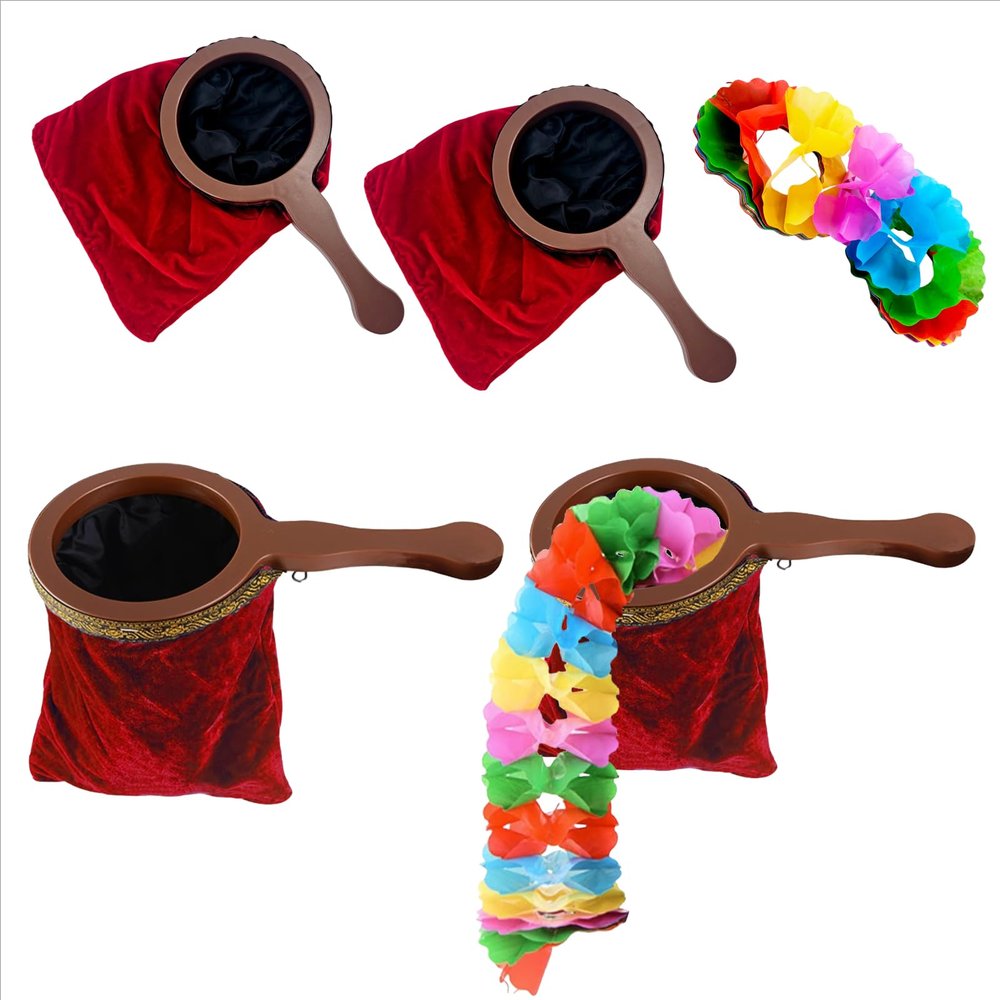 sumrica Magic 2 PCS Magical Magic Props Change Bag Make it Appear or Disappear for Magic Tricks(Red,Handle 29cm Bag 15cm x 15cm x 26cm)