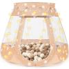 Crayline Pop Up Princess Tent with Star Light, Toys for 1 2 3 Year Old Girl Birthday Gift, Ball Pit for 12-18 Months Baby Girl Gifts Toddler Toys, Easy to Pop Up and Assemble(Brown) view 1
